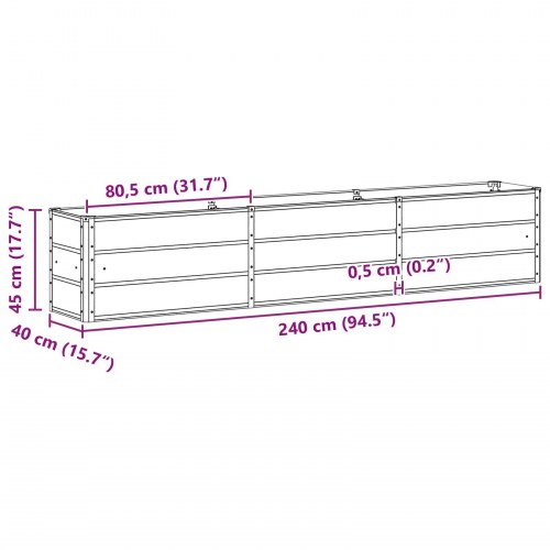 Plantekasse Lysegrå 240 x 40 x 45 cm Stål