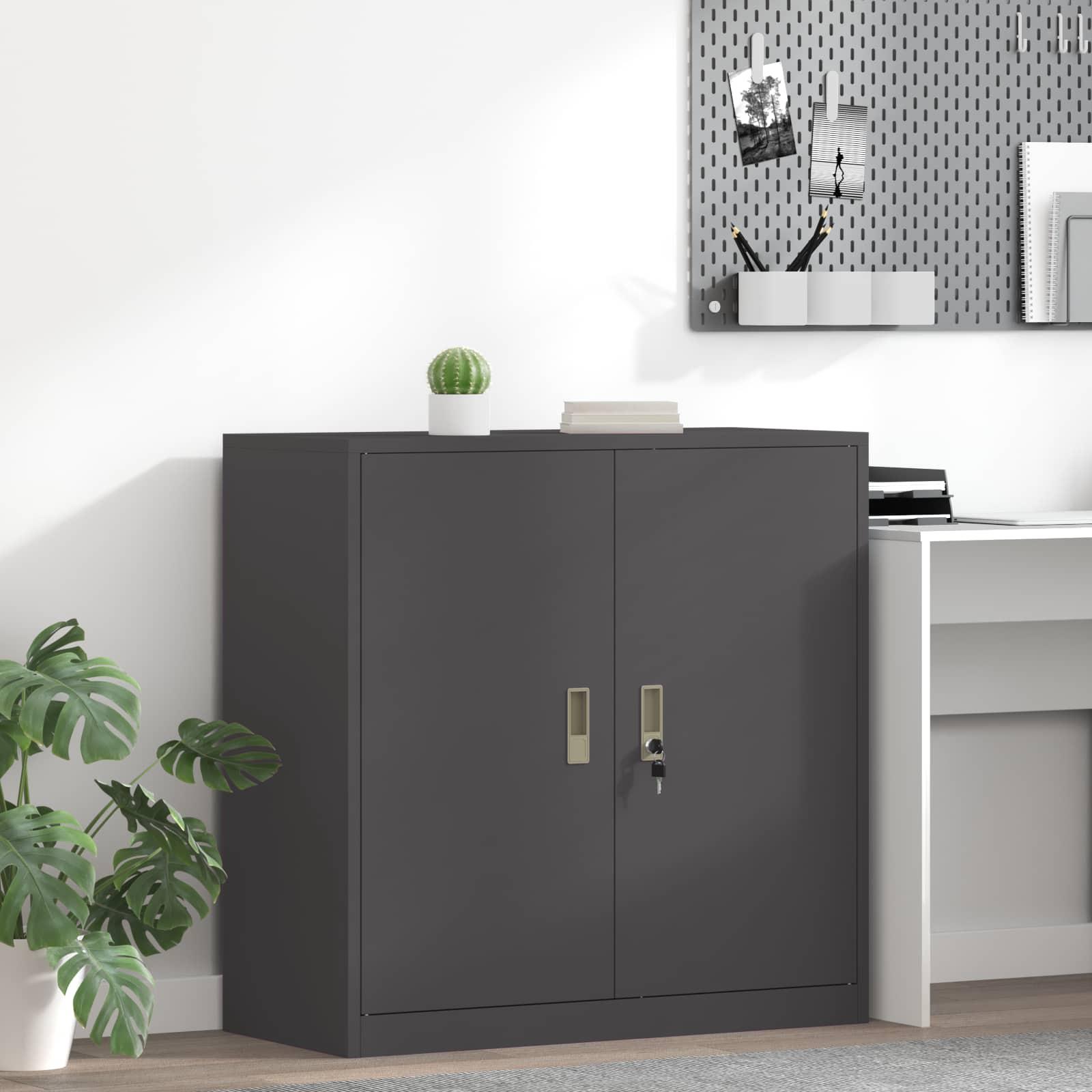 Opbevaringsskab Sort 90 x 40 x 90 cm Koldvalset Stål