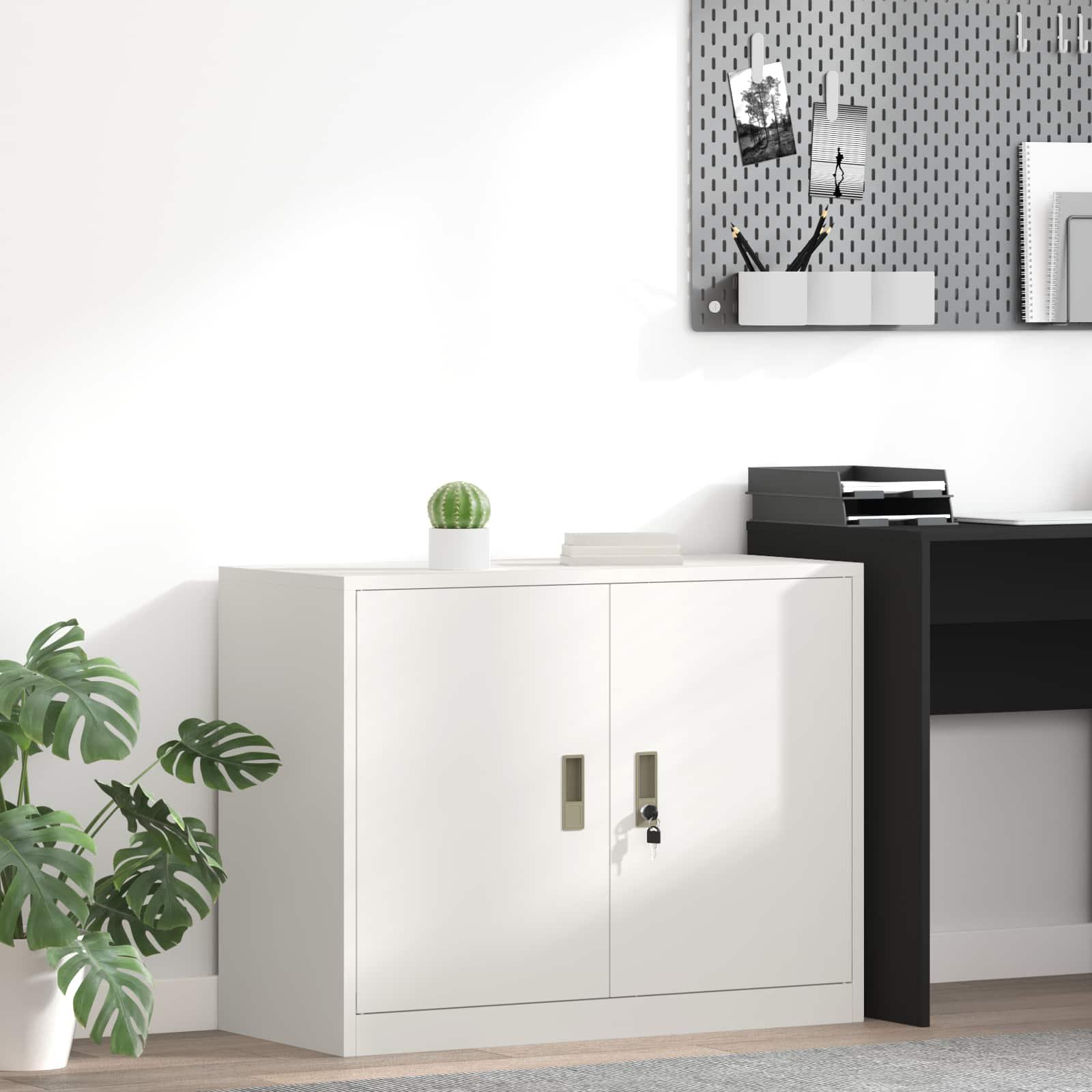 Opbevaringsskab Hvid 90 x 40 x 70 cm Koldvalset Stål