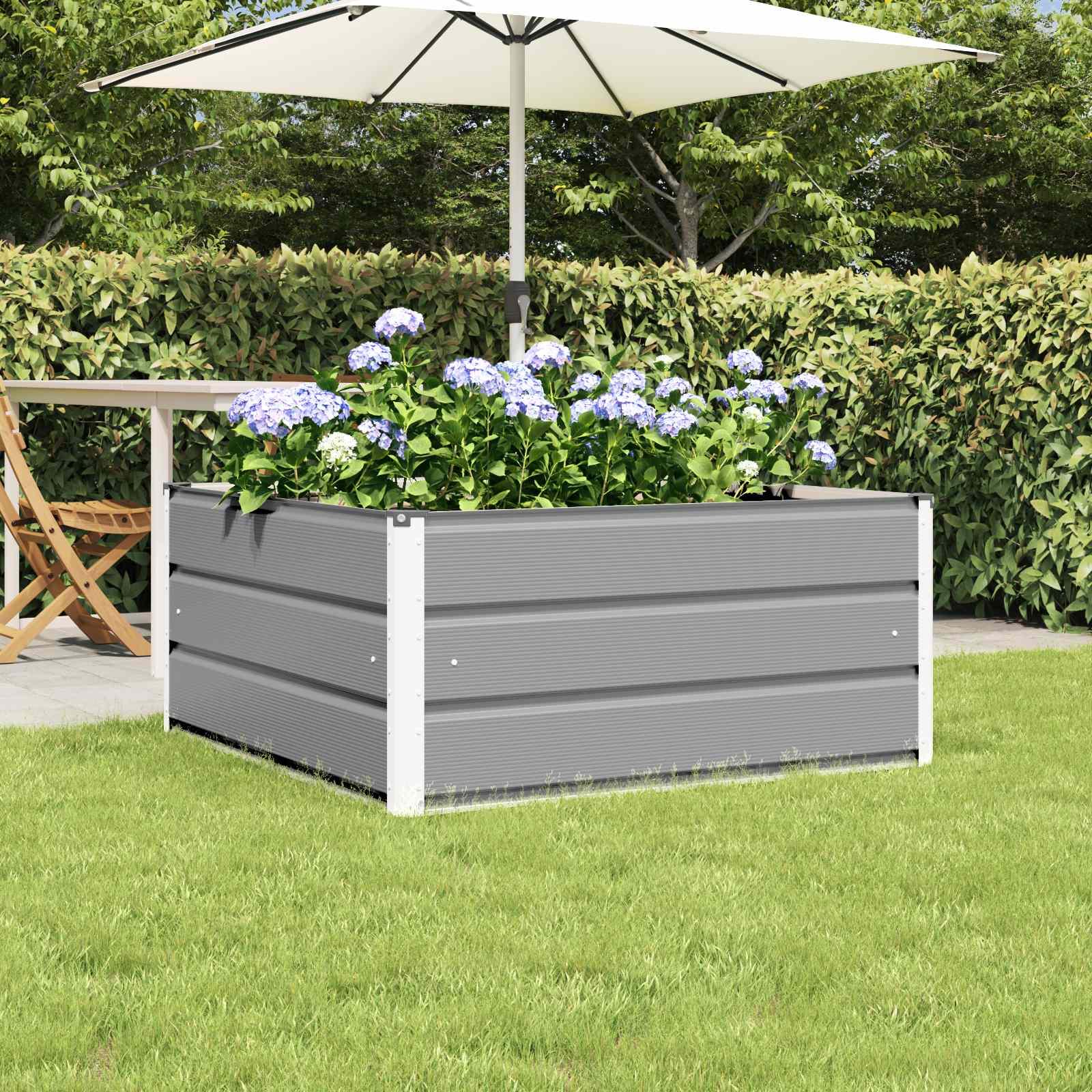 Plantekasse Lysegrå 100 x 100 x 45 cm Stål