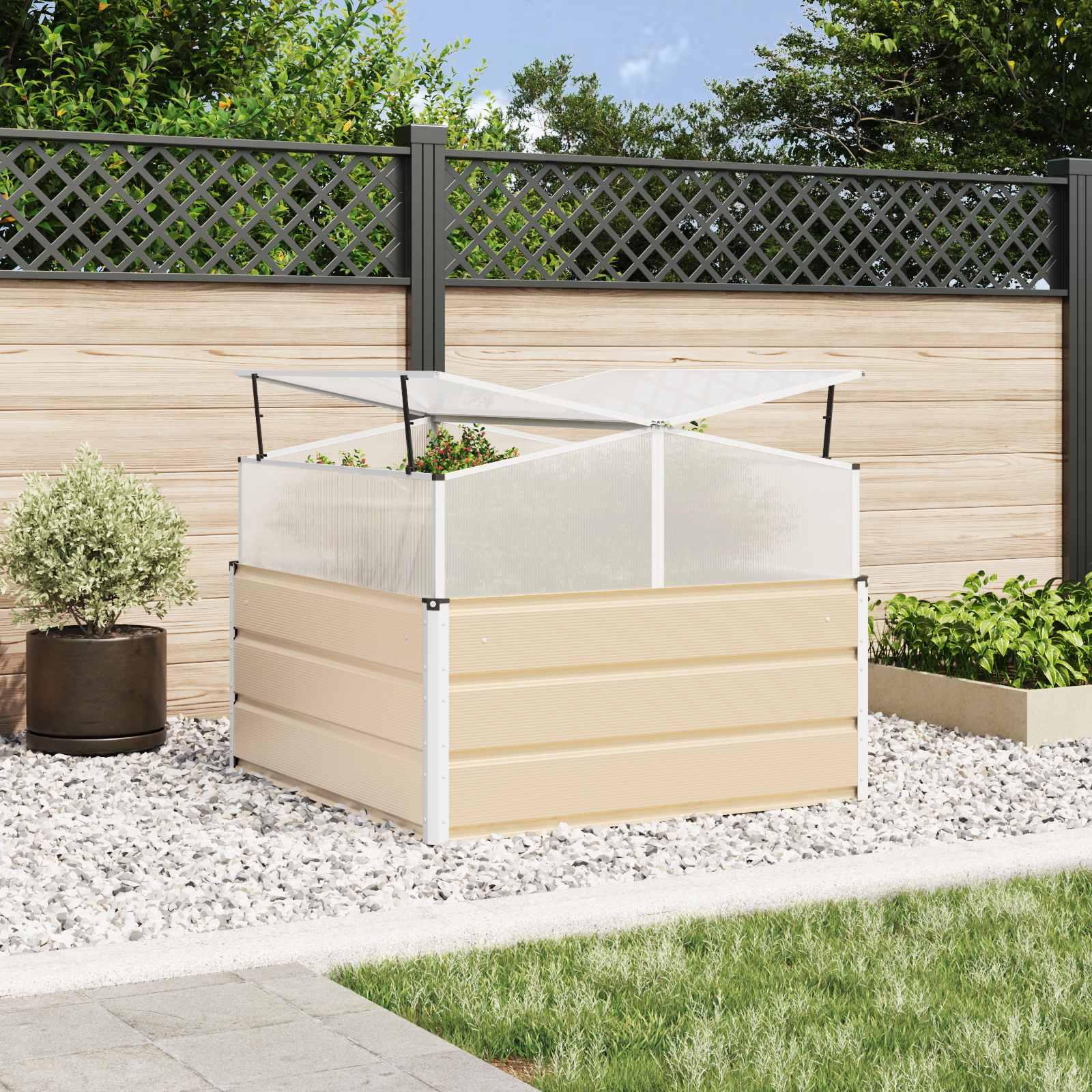 Plantekasse Elfenben 100 x 100 x 77 cm Galvaniseret stål