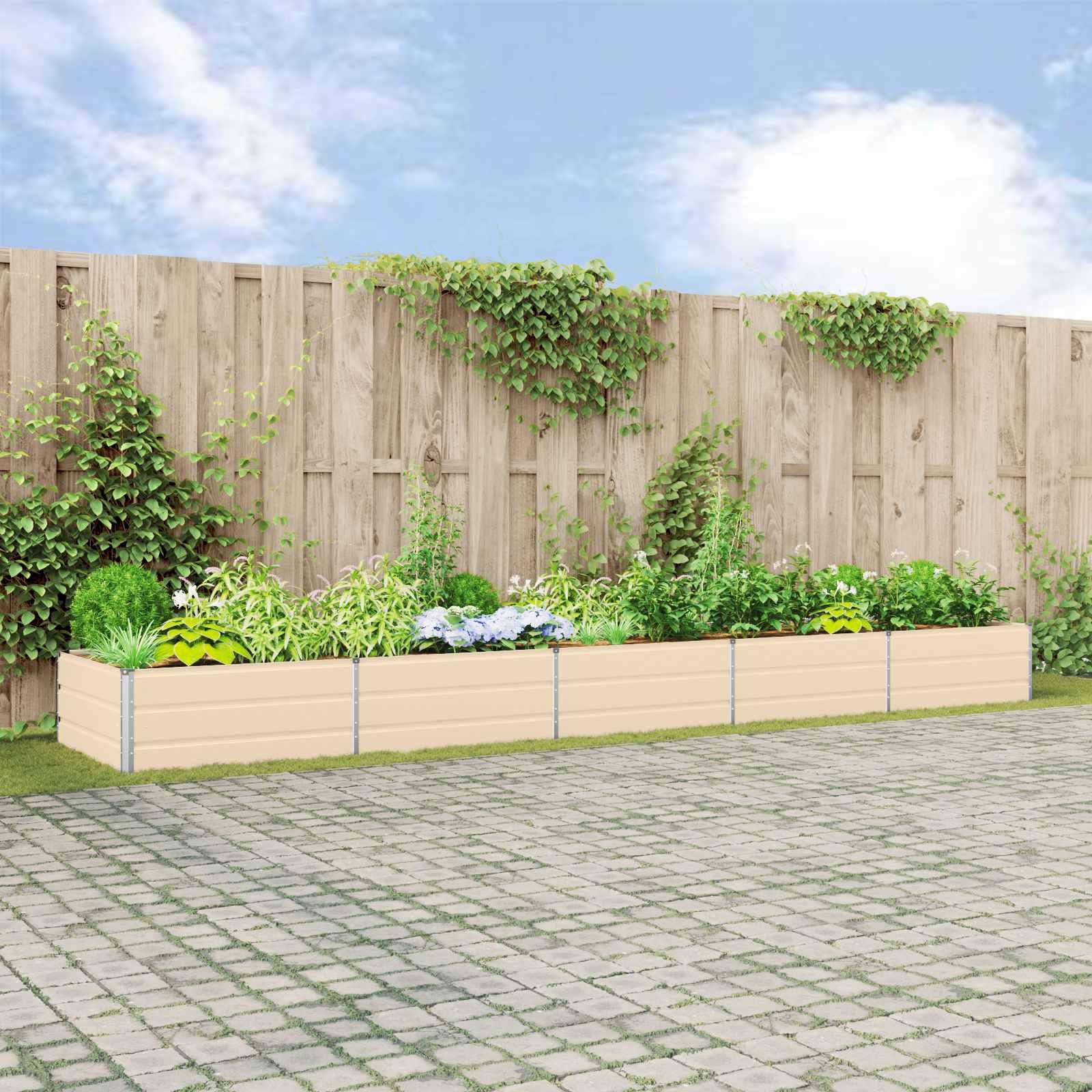 Plantekasse Elfenben 195 x 100 x 45 cm Galvaniseret stål