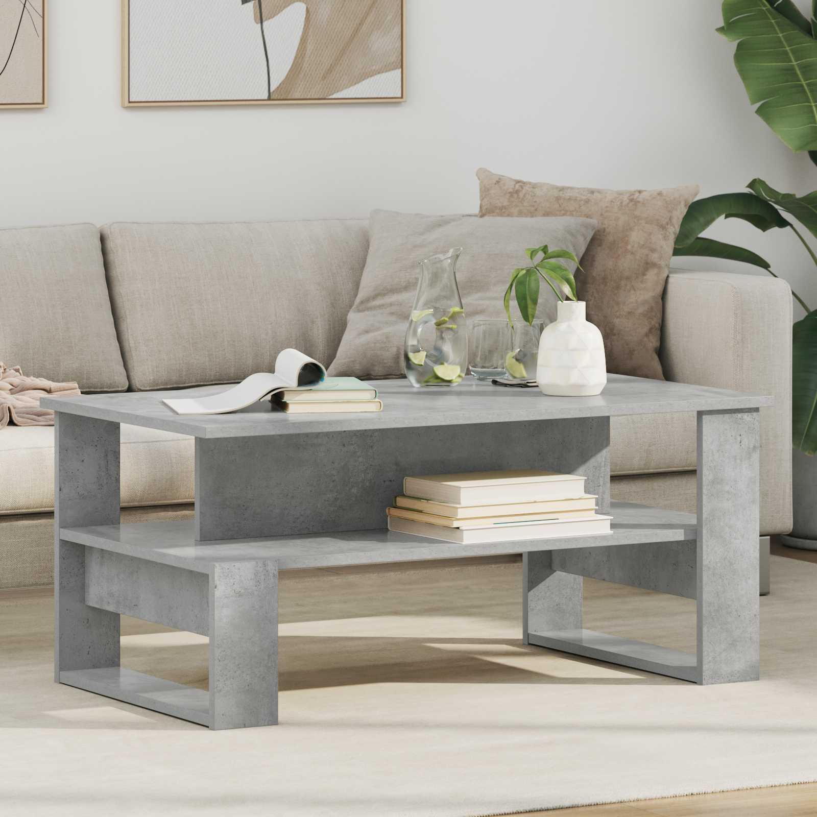 Sofabord Beton Grå 90 x 50 x 40 cm Konstrueret træ