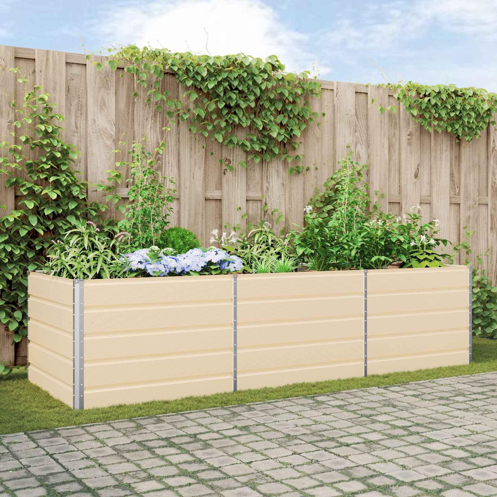 Plantekasse Elfenben 195 x 100 x 45 cm Galvaniseret stål