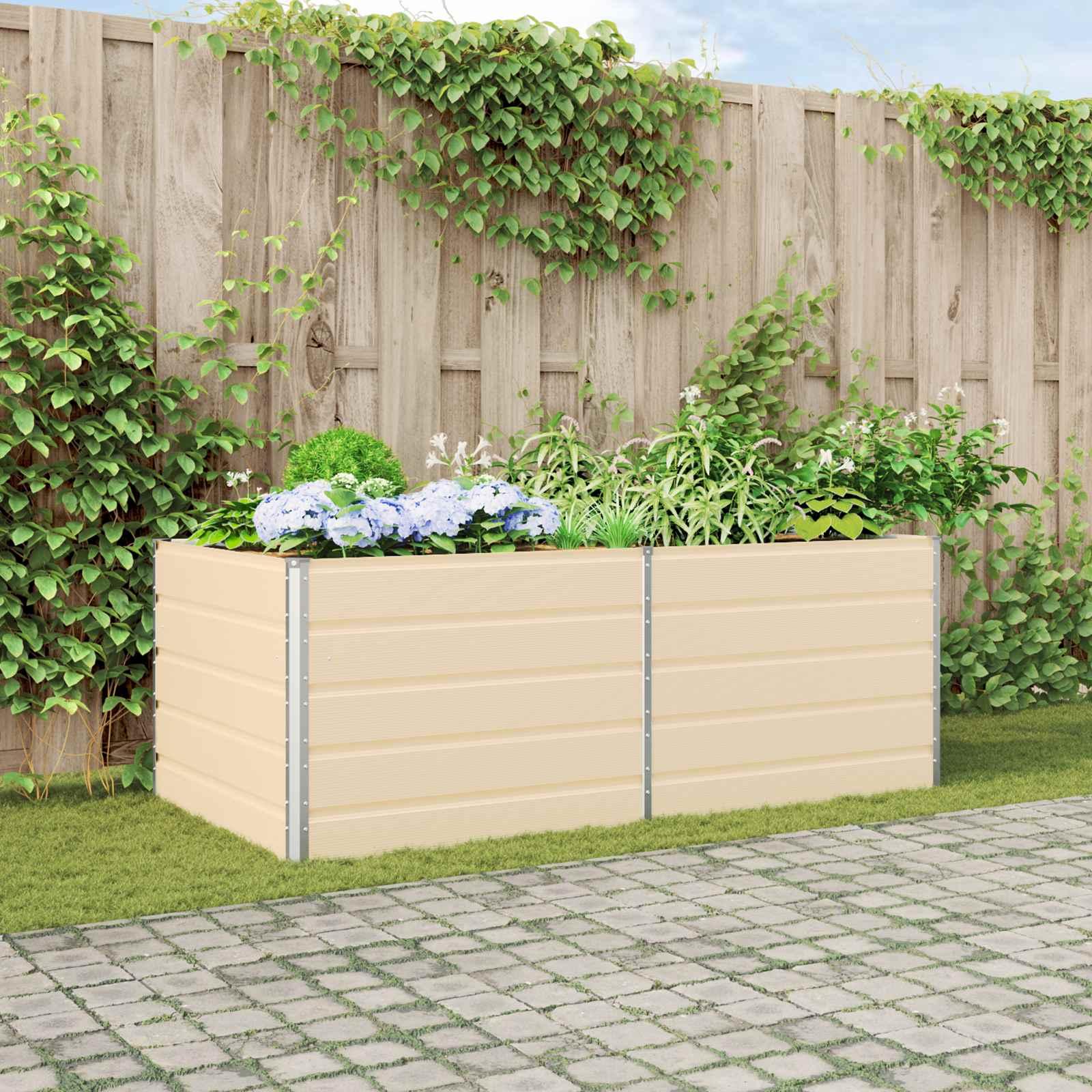Plantekasse Elfenben 195 x 100 x 45 cm Galvaniseret stål