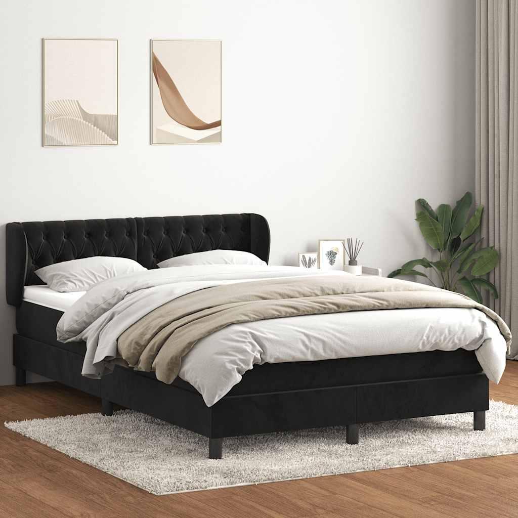 vidaXL kontinentalseng med madras 160x210 cm fløjl sort