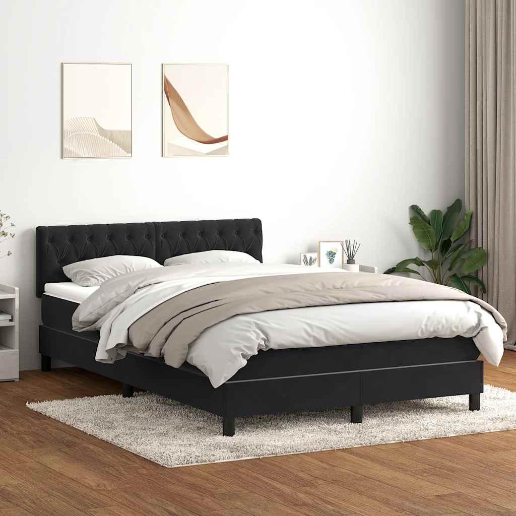 Boxspring seng med madras Sort 160x220 cm Fløjl