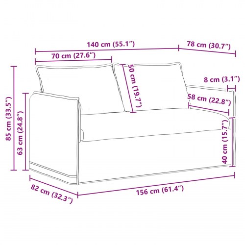Sofa Creme 195 x 82 x 85 cm Metal