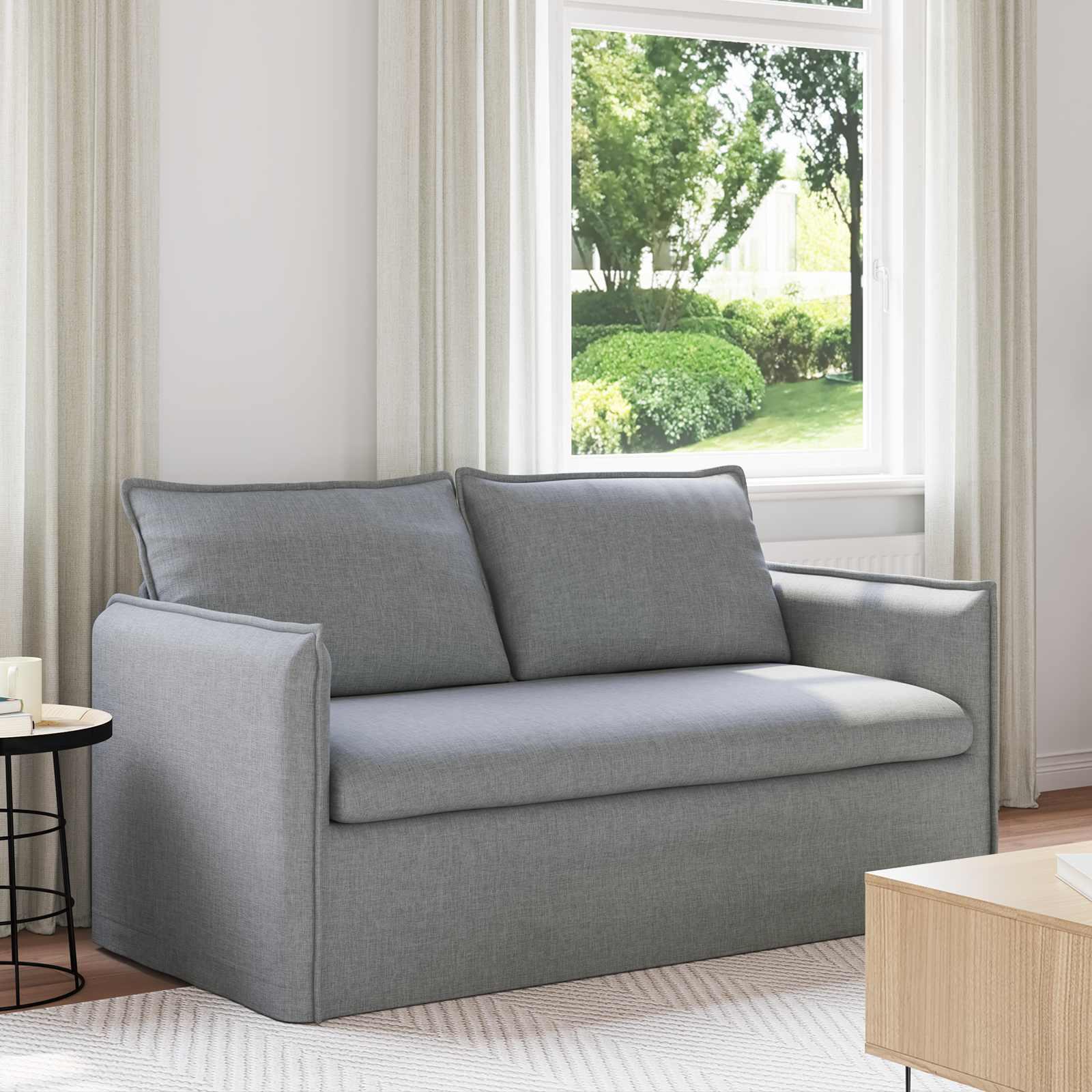 Sofa i lysegråt stof - 156 × 82 × 85 cm, modulopbygget