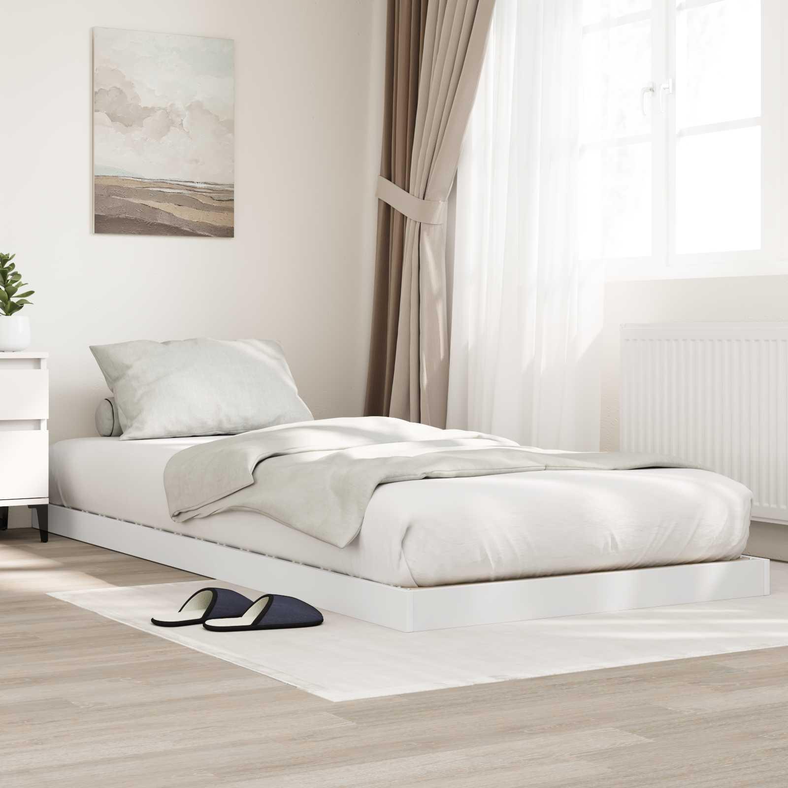 Gulv seng ramme Hvid 90 x 200 cm Konstrueret træ