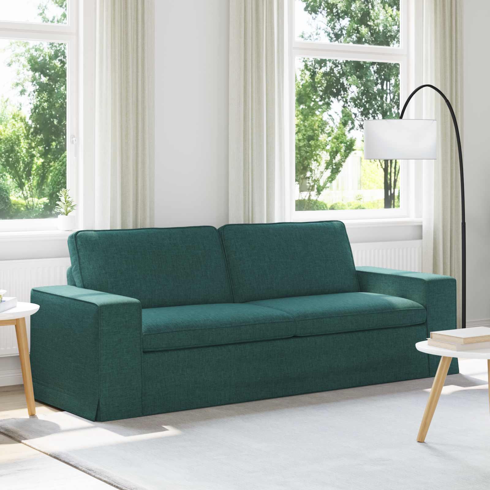 Sofa i stof - mørkegrøn, 222 × 80 × 82 cm