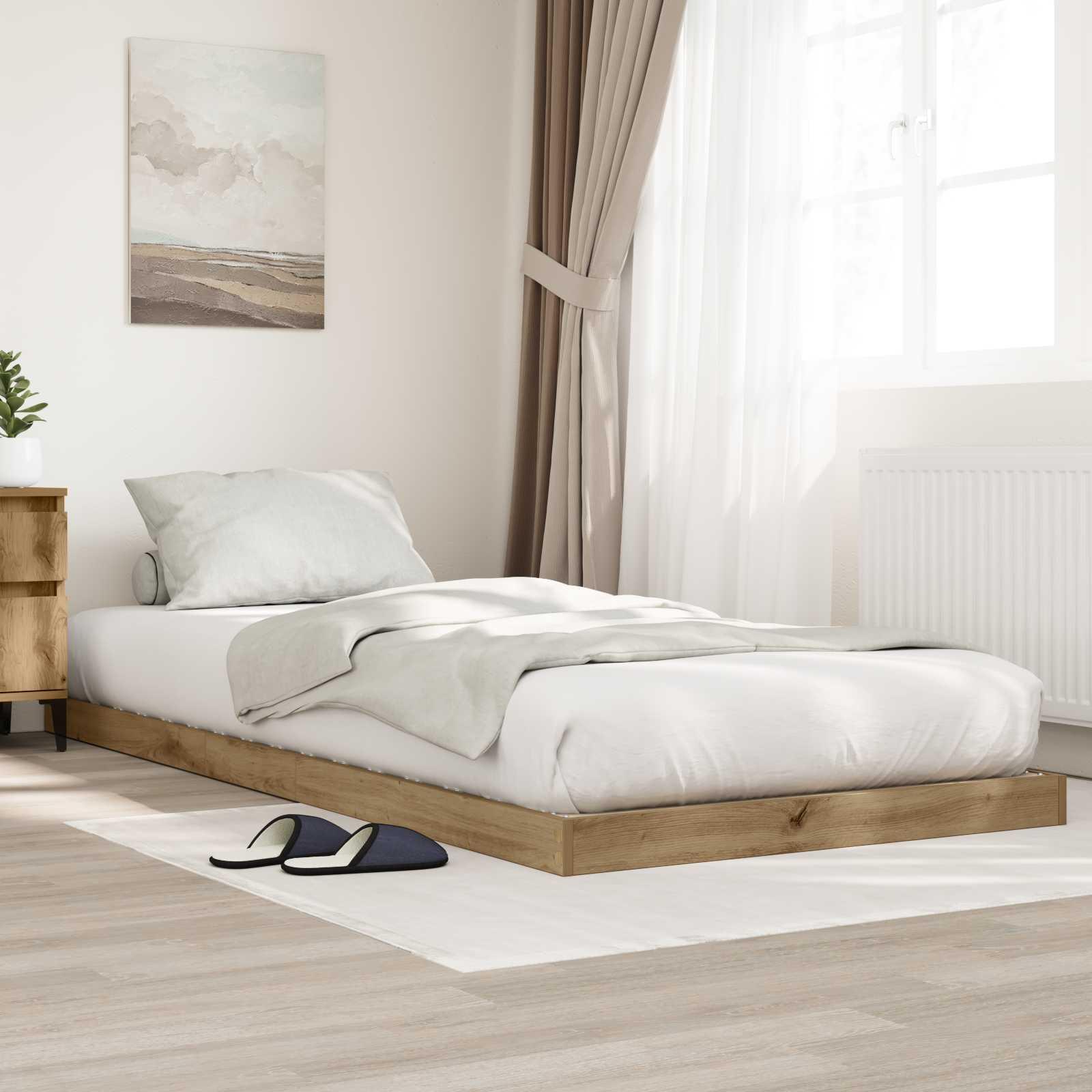 Gulv seng ramme Artisan Egetræ 75 x 190 cm Konstrueret træ