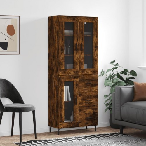 Højskab 69,5x34x180 cm konstrueret træ røget egetræsfarve
