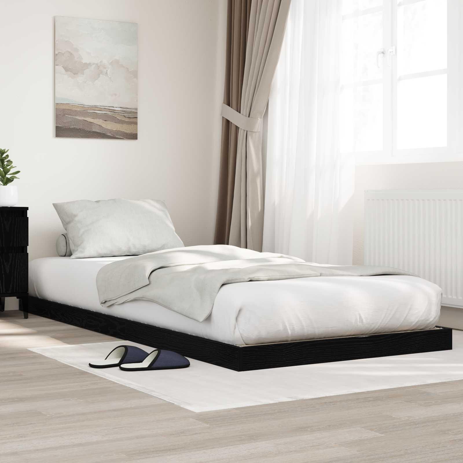 Gulv seng ramme Sort eg 75 x 190 cm Konstrueret træ