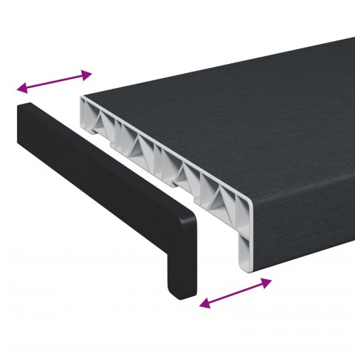 Vindueskarm Antracit med træstruktur 60 x 25 x 4,5 cm