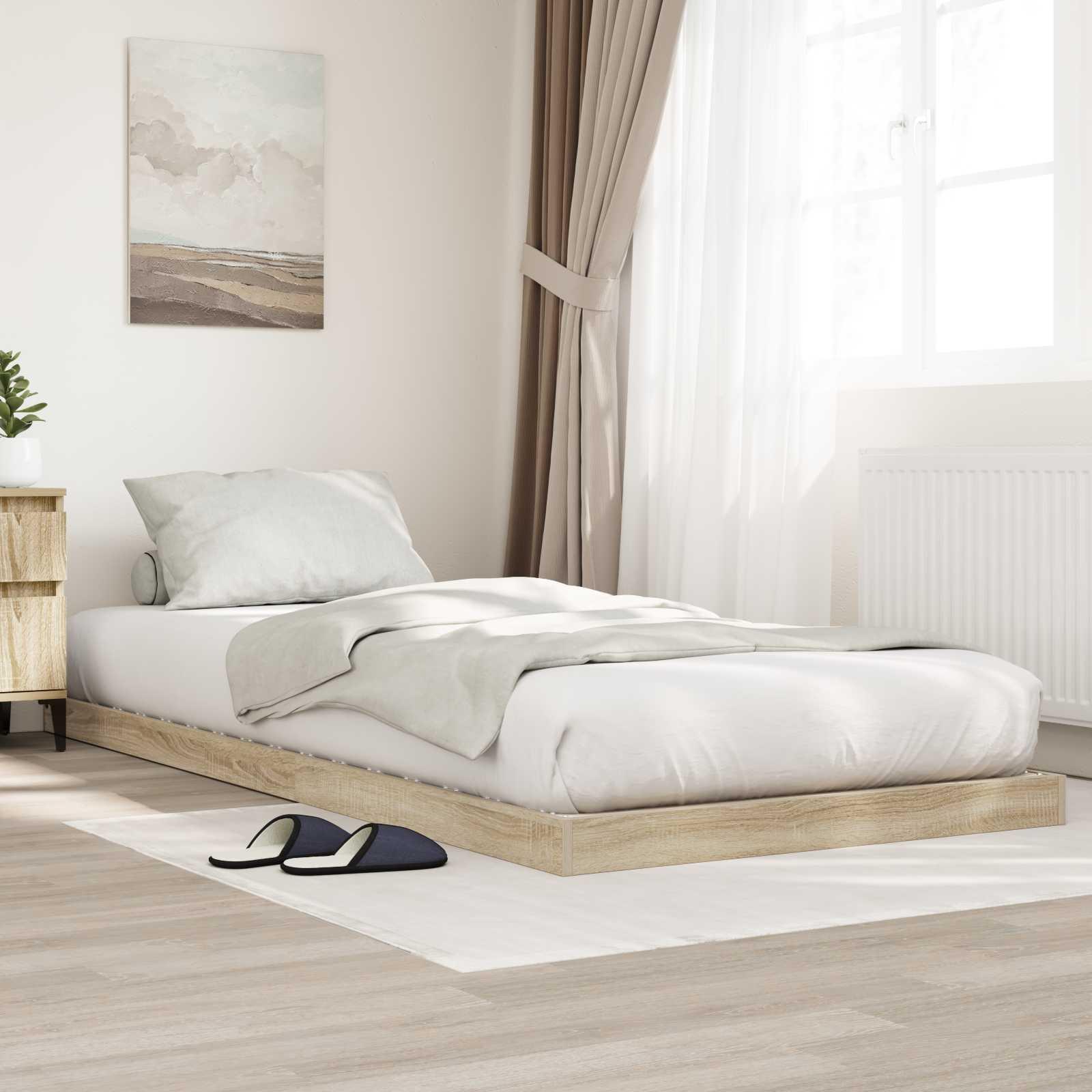 vidaXL Gulv seng ramme Sonoma 75 x 190 cm Konstrueret træ