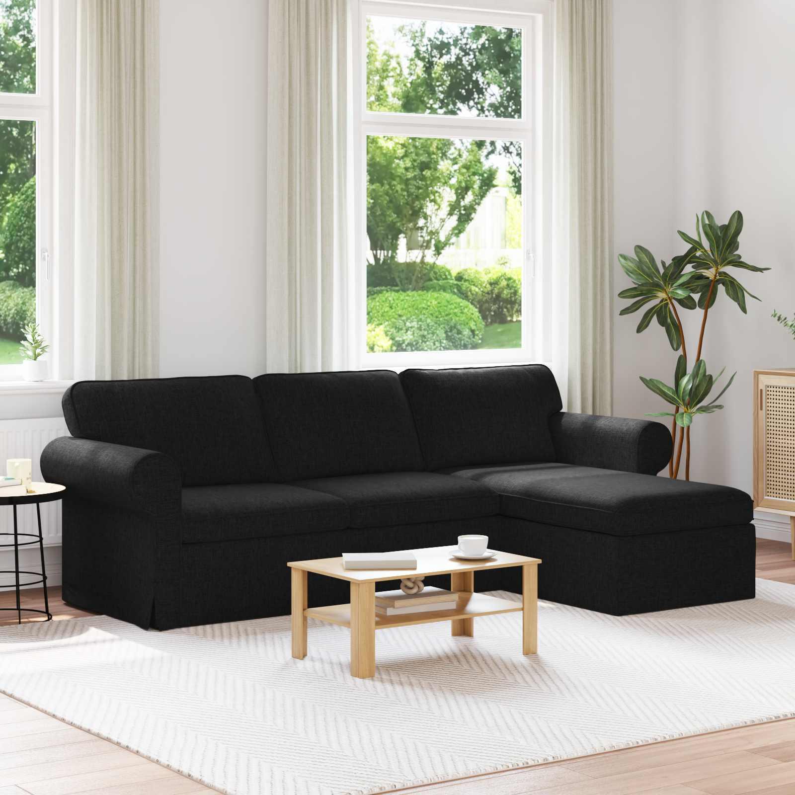 Sort sofa med chaiselong 245 x 138 x 80 cm i stof