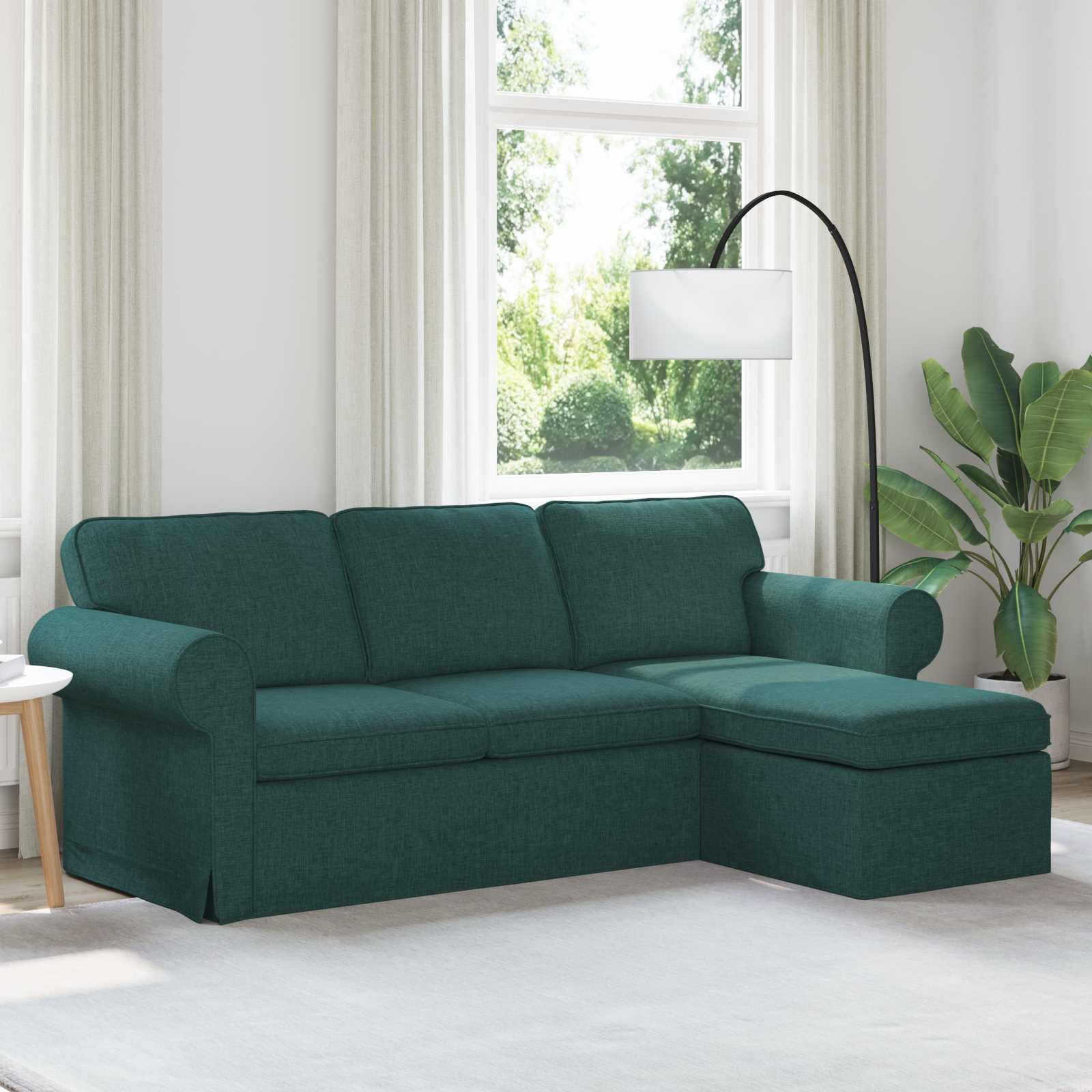 Mørkegrøn sofa med chaiselong 215 x 138 x 80 cm i stof