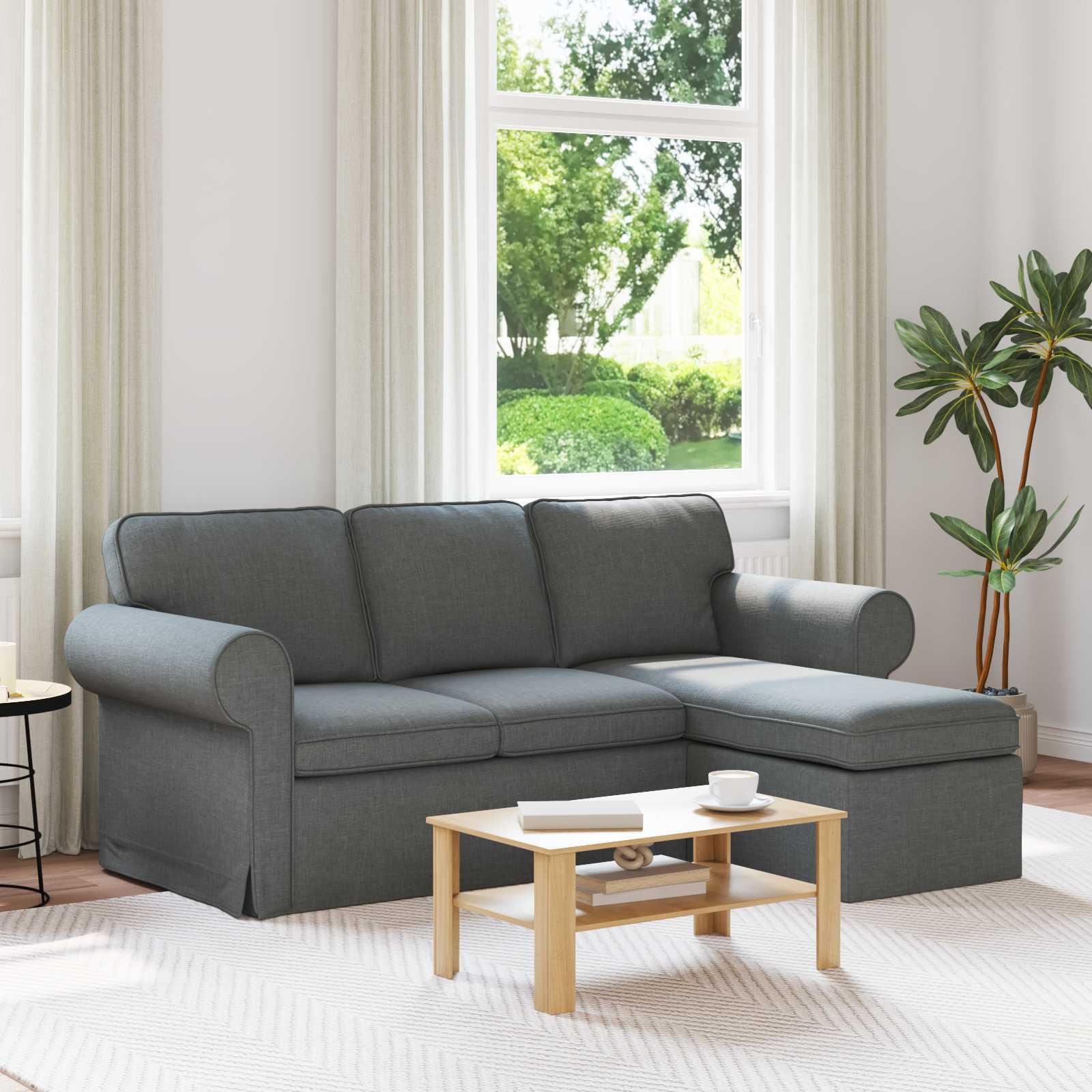 Mørkegrå sofa med chaiselong 195 x 138 x 80 cm i stof