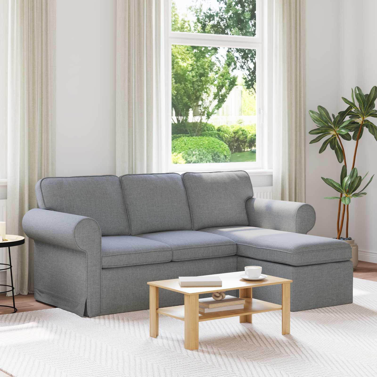 Lysegrå sofa med chaiselong 195 x 138 x 80 cm i stof