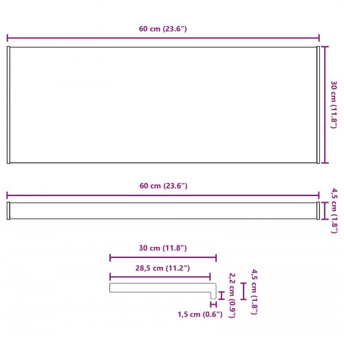 Vindueskarm Brun Træ 60 x 30 x 4,5 cm PVC blandet med UPVC