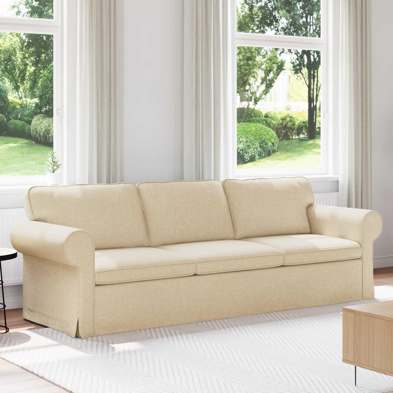 Sofa i stof - creme, 245 × 82 × 80 cm