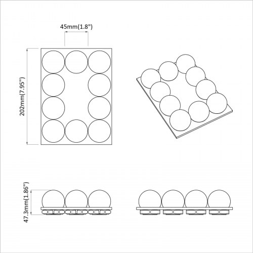 Spejl Lygter 12 stk Hvid 4.5 x 4.5 x 4.8 cm Plastik