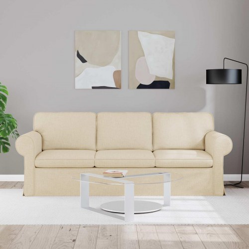 Sofa Creme 215 x 82 x 80 cm Metal