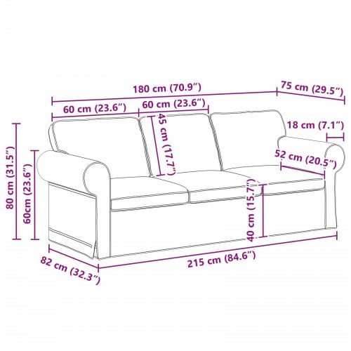Sofa Creme 215 x 82 x 80 cm Metal