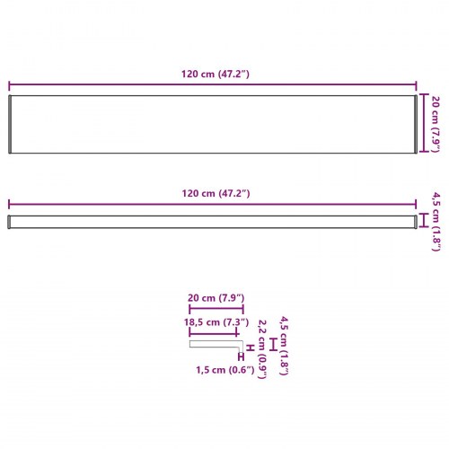 Vindueskarm Brun Træ 120 x 20 x 4,5 cm PVC blandet med UPVC
