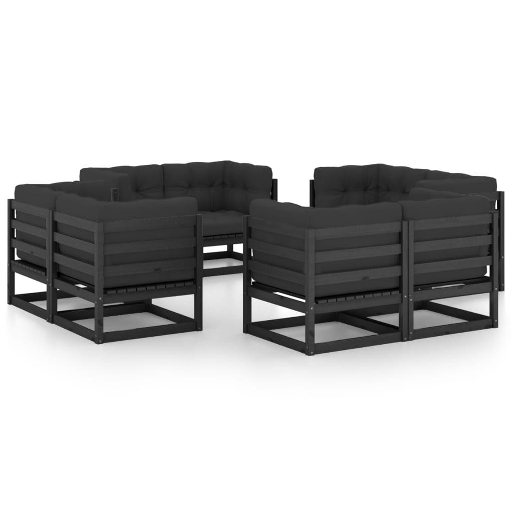 vidaXL loungesæt til haven 8 dele med hynder massivt fyrretræ