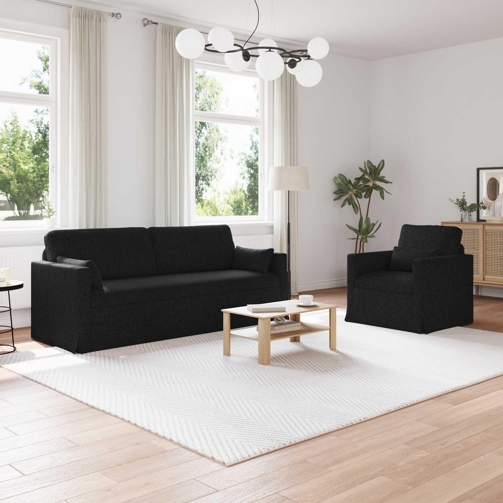 Sofa 2 stk Sort Metal