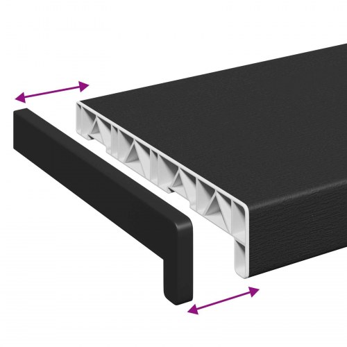 Vindueskarm Sort med træstruktur 60 x 20 x 4,5 cm
