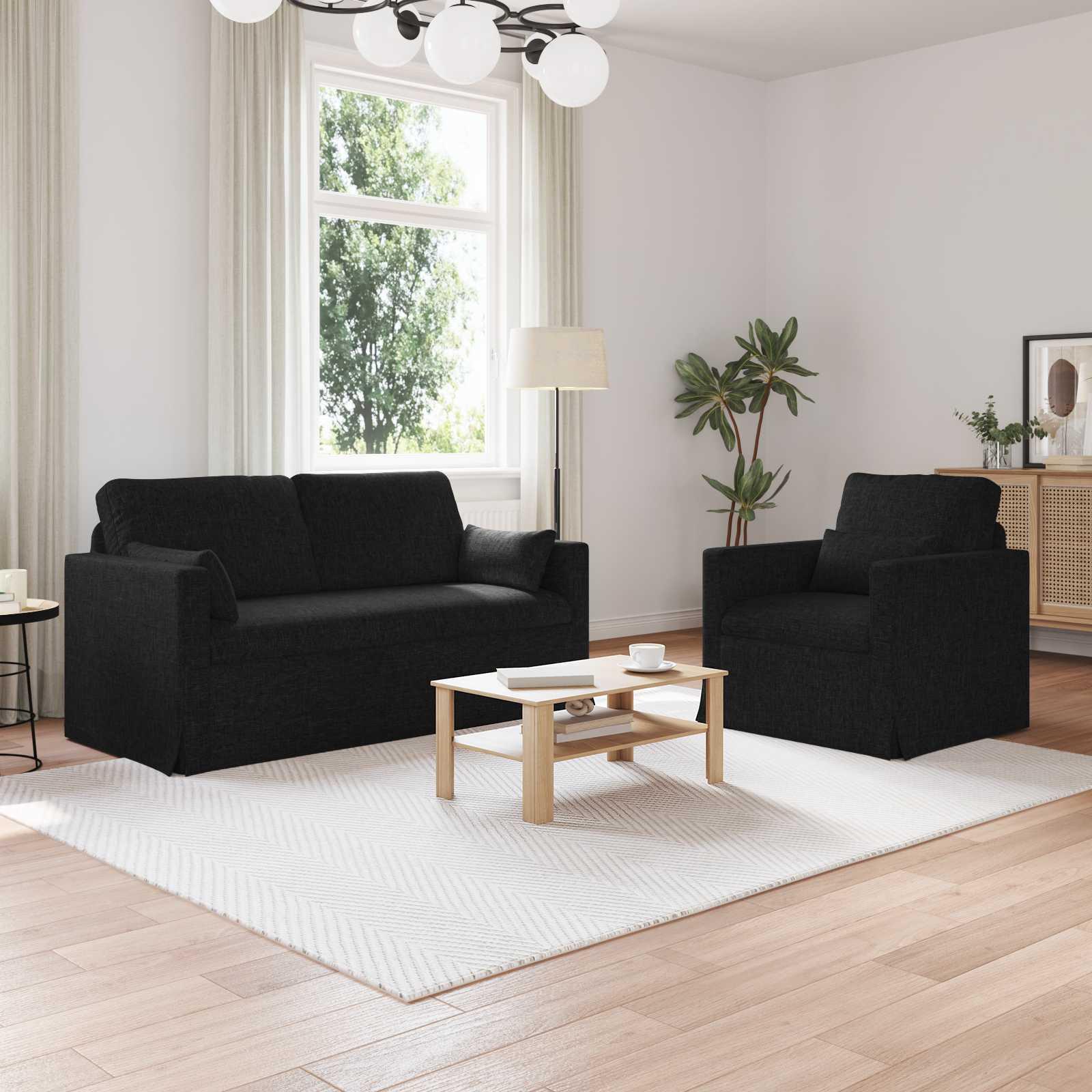 Sofa 2 stk Sort Metal