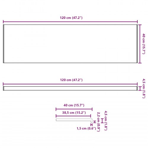 Vindueskarm Hvid 120 x 40 x 4,5 cm PVC blandet med UPVC