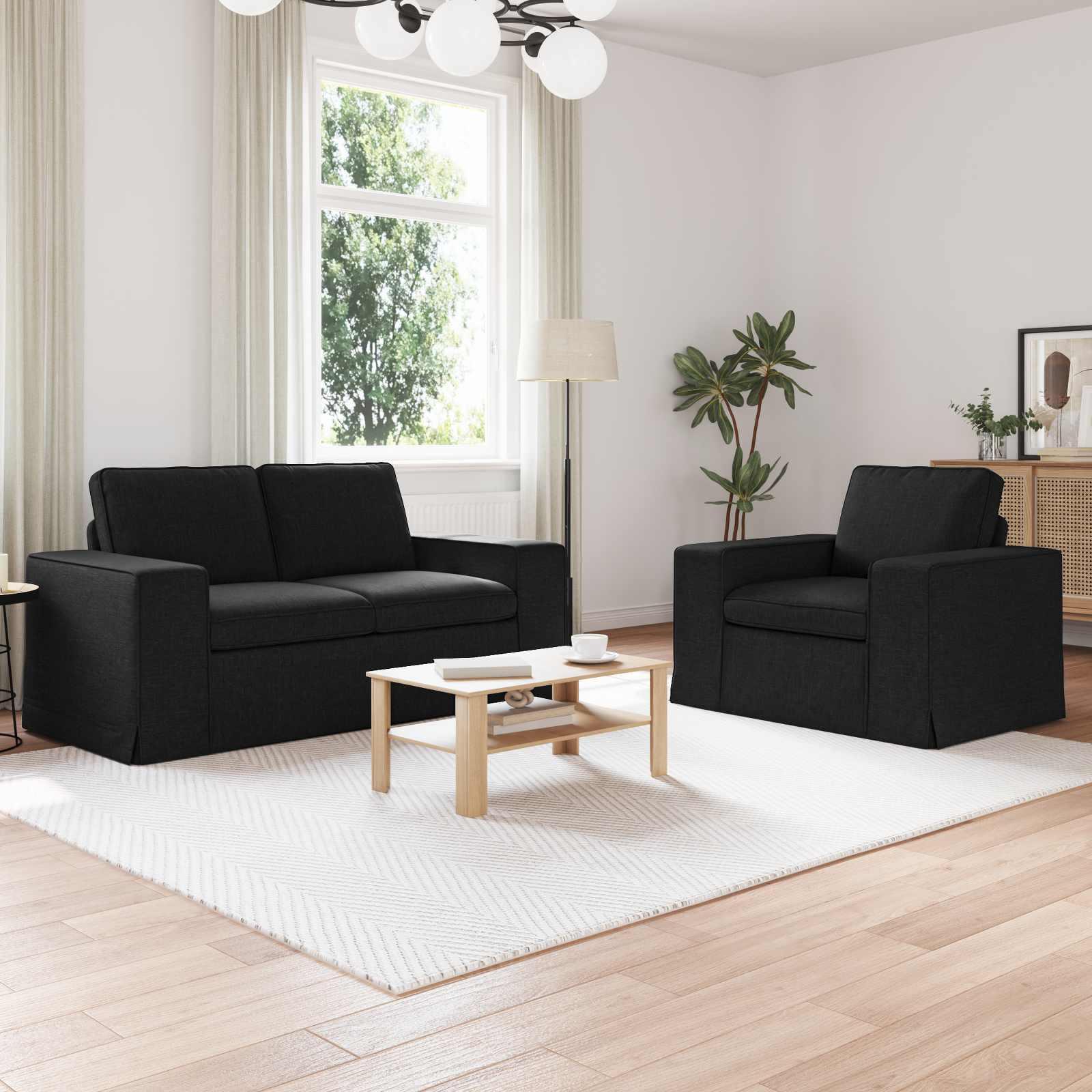 Sofa 2 stk Sort Metal