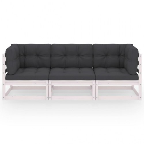 3-personers sofa med hynder massivt fyrretræ