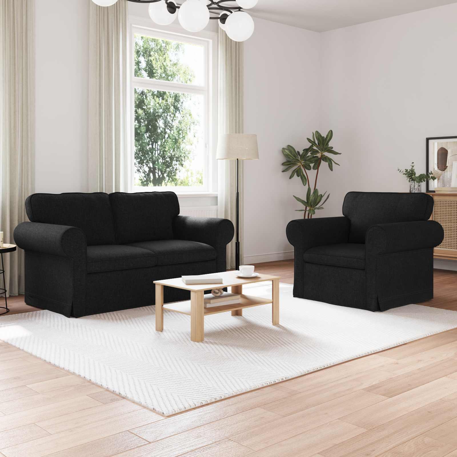 Sofa 2 stk Sort Metal