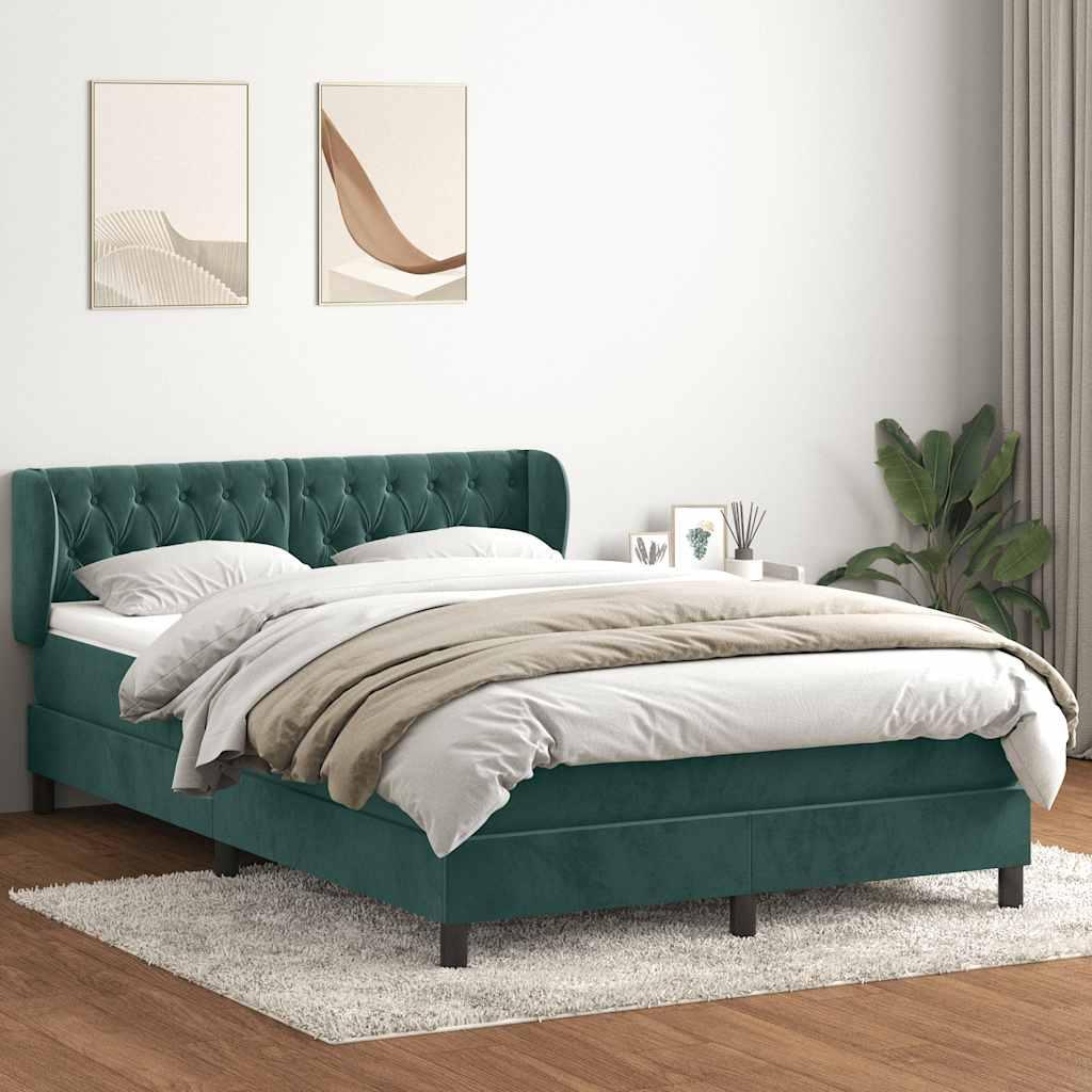 Kontinentalseng med madras 160x220 cm - fløjl, mørkegrøn