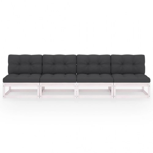 4-personers sofa med hynder massivt fyrretræ