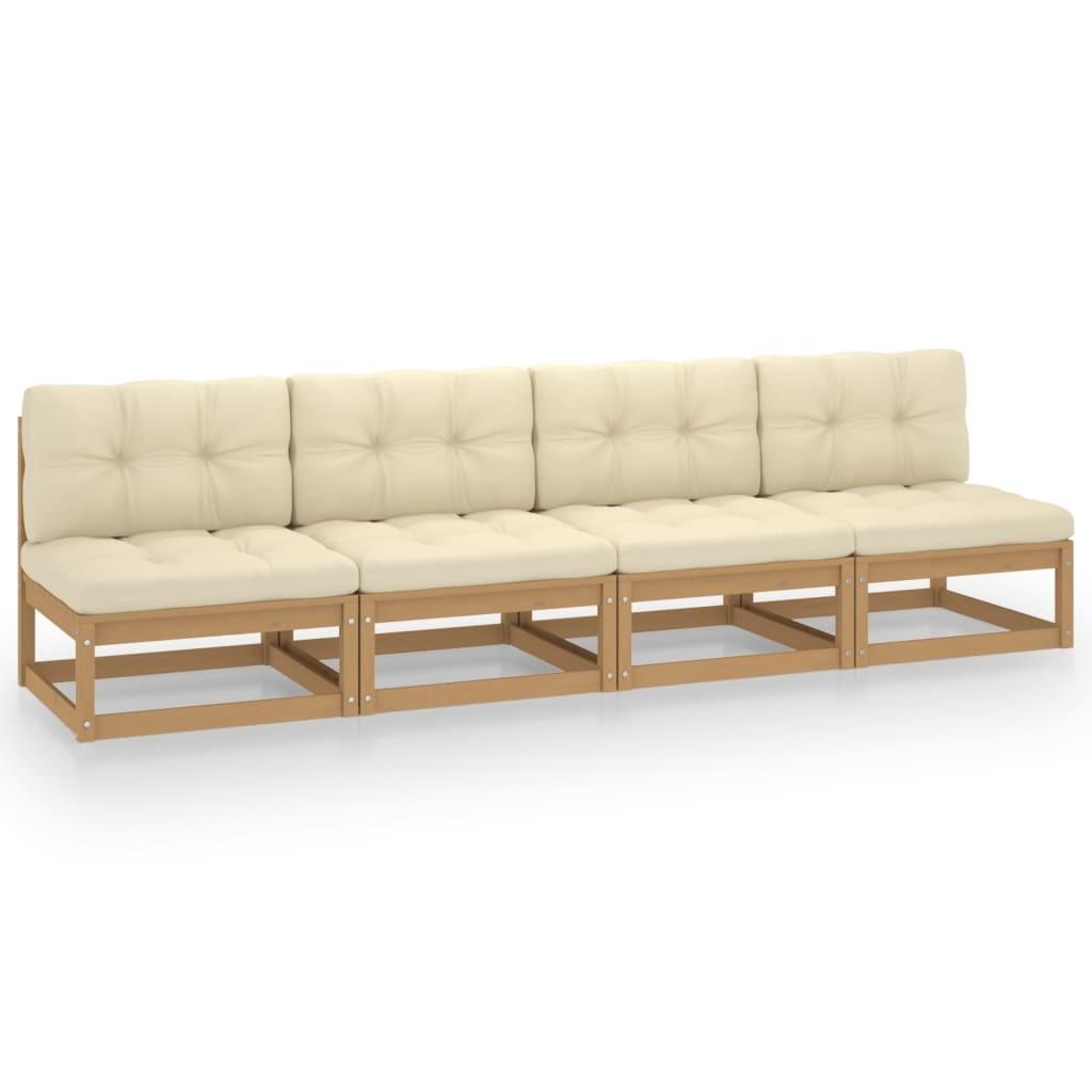 4 Personers Sofa Med Hynder Massivt Fyrretræ