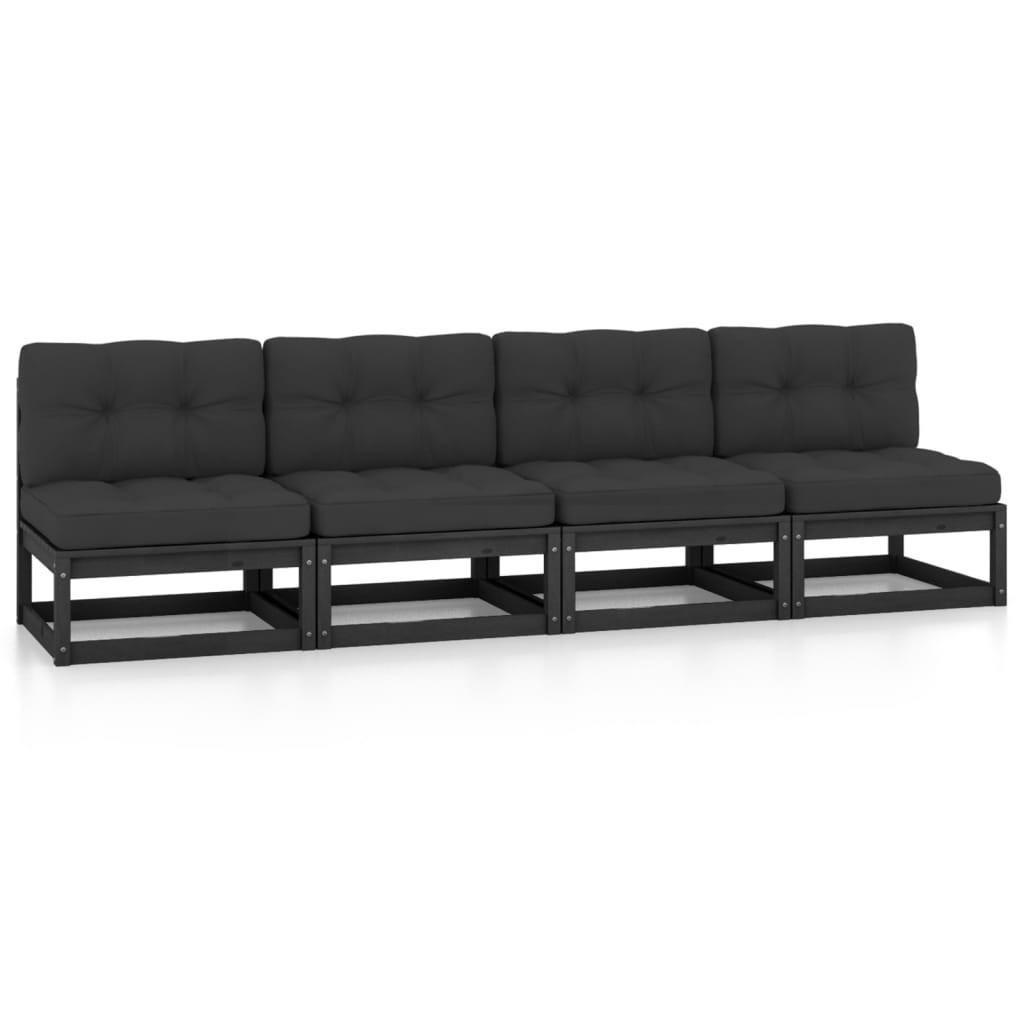 4 Personers Havesofa Med Hynder Massivt Fyrretræ