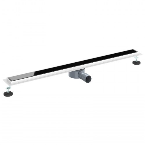 Bruseafløb Glasdæksel med 360° Siphon Sort 100 cm