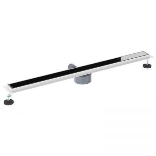 Bruseafløb Glasdæksel med 360° Siphon Sort 100 cm