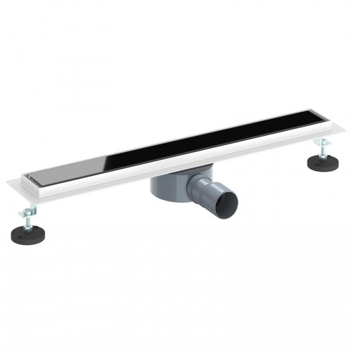 Bruseafløb Glasdæksel med 360° Siphon Sort 60 cm