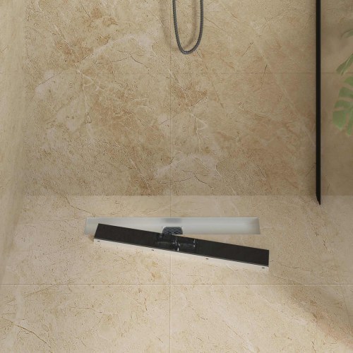 Bruseafløb Glasdæksel med 360° Siphon Sort 60 cm