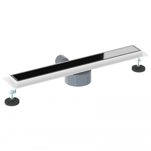 Bruseafløb Glasdæksel med 360° Siphon Sort 60 cm