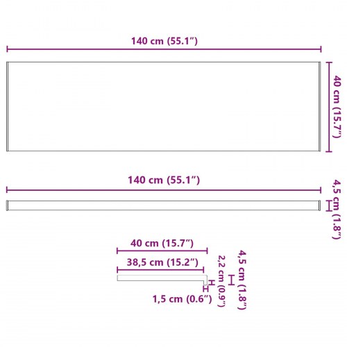 Vindueskarm Marmor Tekst -enure 140 x 40 x 4,5 cm