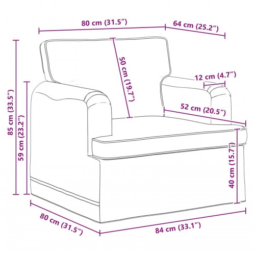 Sofa 60cm Mørkegrå Metal
