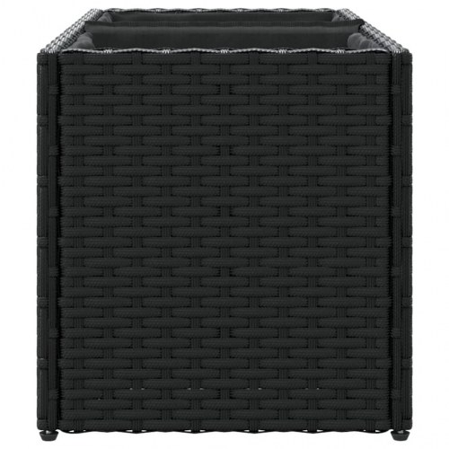 Plantekasse med hjul og 2 krukker 72x30x32 cm polyrattan sort